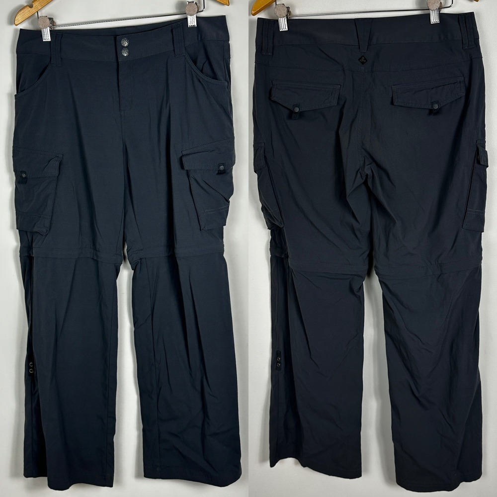Prana Convertible Hiking Pants Womens Sz 14 Grey Outdoors Gorpcore Shorts Travel
